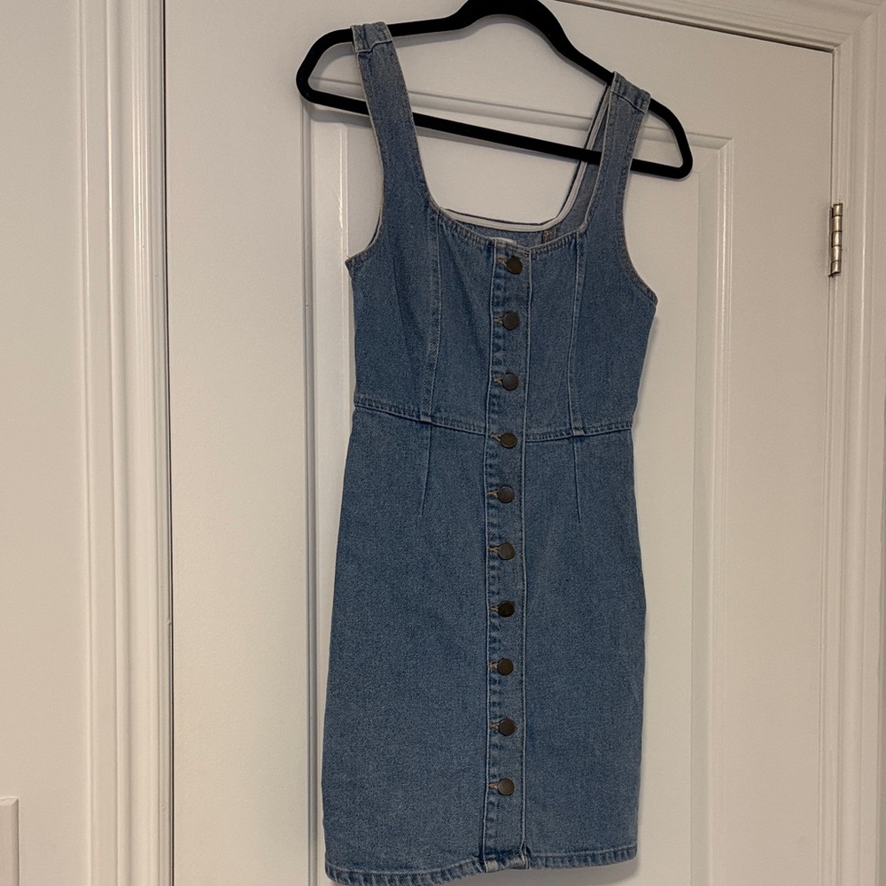 Urban Outfitters Light Blue Denim Button-Front Mini Dress